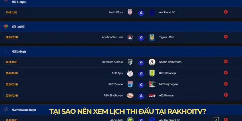 Tại sao bạn nên chọn RAKHOITV để xem lịch thi đấu?